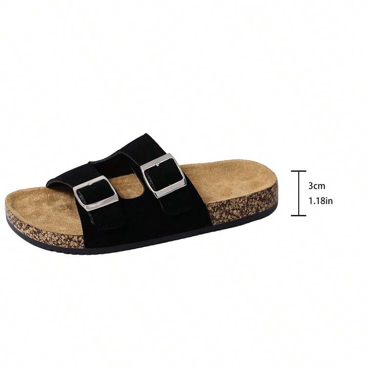 Color beige suave con una sensación delicada, diseño de doble hebilla de moda para un ajuste fácil, suela esponjosa que se siente como caminar sobre nubes, extremadamente cómoda para uso diario, estar en casa o. También disponible en rosa, negro y azul para seleccionar. - Negro - Añade 9