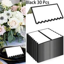 15/30 Pcs Scalloped Seat Cards, 2 X 3.5 Inch Blank Tente Place Cards, Paper Material Seat Assignment Label Card, Name Cardstock, Table Post Cards, Table Cards Label For Birthday Party Wedding Setting(Pink & Green & Purple & Black Available) - Multicolor - View 12