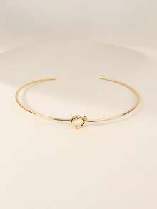 1入組時尚結飾開口頸鏈適用於女士日常裝飾 - 金黃色 - 查看 5