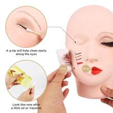 Eyelash Extension Practice Head, Makeup And Eyelash Extension Training Head, Beauty Face Model Head, Soft Rubber Texture, Easy To Clean With Skincare Oils - Apricot - View 2