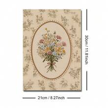 1pc Framed/Unframed Vintage Wild Flower Bouquet Folk Art Canvas Poster, Warm Retro Hooked Rug Style Botanical Floral Wall Art Print, Minimalist Farmhouse Decor, Suitable For Apartment, Living Room, Bedroom, Modern Home Decoration. - Multicolor - View 12