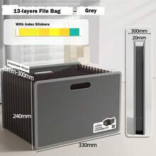 Expandable A4 File Folder 13 Layers Large Capacity Students Test Paper Storage Bag Portable File Bag Document Organizer For School Office