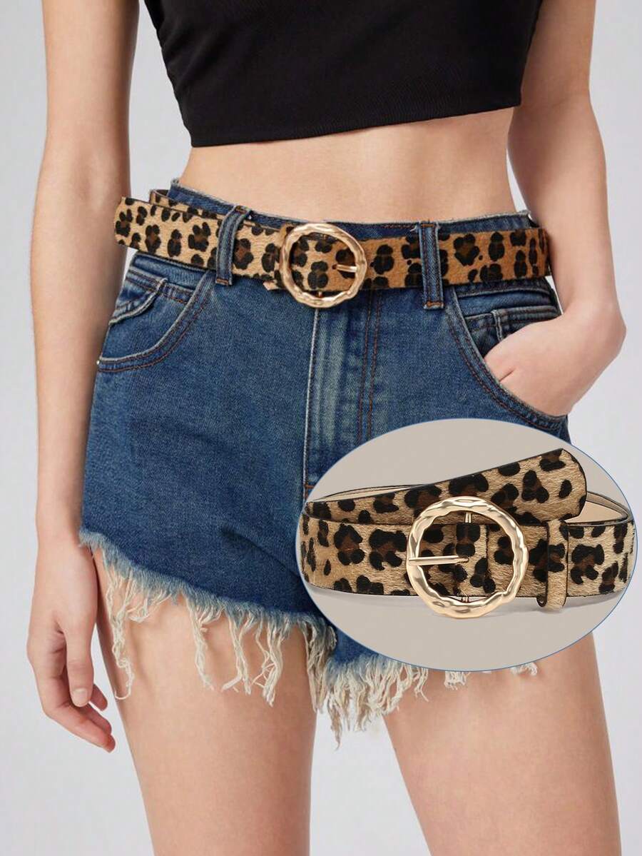1pc Leopard Print Women's Belt, Suitable For Pairing With Shorts - Belt - View 1