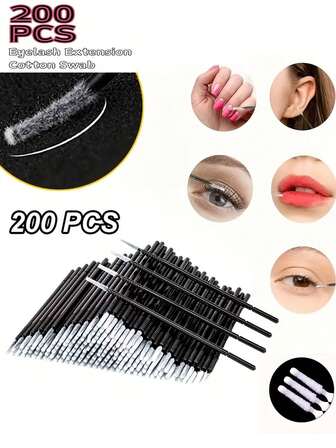 200pcs Precision Micro Brushes, Suitable For Eyelash Extension, Eyelash Cleaning, Teeth Gaps And Mascara Application, Suitable For Eyes, Eyelashes, Eyebrows And Personal Care, Mascara Application, Fine Bristles, Fine Tip Brush, Durable Brush, Soft Material, Beauty Professionals, Eyelash Technicians