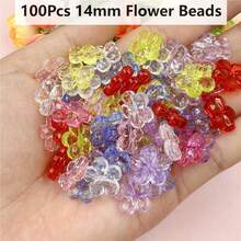 100Pcs 14mm Multicolor Spacer Loose Beads With Hole Flower Shape Handmade Material - 100 hạt cánh hoa 14mm - Xem 4