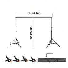 Heavy Duty Photography Studio Backdrop Stand Screen Background Support Kit+Case, 2x2M/2x3M - Black - View 9