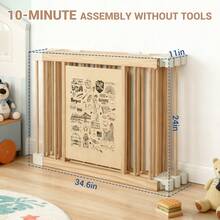 Baby Playpen Wooden Playpen For Babies And Toddlers Foldable Fence With Playhouse Tent Montessori Activity Panel Storage Basket Gate Portable Easy To Assemble Baby Play Pen Natural Wood Playyard - 彩色 - 查看 9