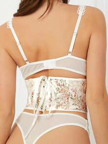 1件涤纶花卉刺绣腰带，波西米亚风可爱花卉束腰带，女士款 - 米色 - 查看 3