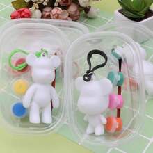 DIY Graffiti Fluid Bear Keychain, Bunny With Long Ears, Little Alien, DIY Creation Materials, Hand-Painted White Blank Graffiti Toy Set (Random Style) (Random Accessory Color) - Multicolor - View 8