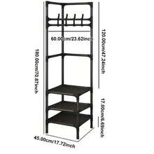 3-Tier Metal Structure Corner Protector With Hooks - Fashionable Storage, Suitable For Bedroom And Living Room, Painted Surface, Independent Design, Perfect For Jackets, Hats And Accessories, Room Decor