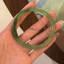 1pc Green Jade-Like Bangle, Sweet & Versatile Bracelet Suitable For Women, Below 75kg, Couples & Moms As Gifts - màu xanh lá - Xem 3