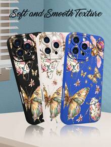 1 pieza Funda de teléfono con diseño de mariposas y escarabajos decorados con flores y piedras preciosas, estilo artístico surrealista ideal para amantes de la naturaleza y el arte creativo, protección elevada para lente con diseño de ojo, resistente a golpes, compatible con iPhone17 ProMax/16/15/14/13/12/11/Plus/Pro/ProMax, compatible con Galaxy A34/A35/A54/A55, Galaxy S20/S21/S22/S23/S24/S25 Ultra/Plus, compatible con Galaxy/Redmi/Honor/OPPO/ViVo - Negro - Ver 7
