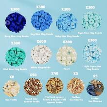 Beads Bracelets, Clay Beads Bracelat Making Kit Golden Beads Crafts Stocking Stuffers Decorations Charms Jewelry Making, Gifts Teen Age 6 - 12 - Giấc mơ xanh thẳm - Xem 5