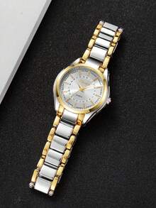 两枚女士奢华腕表，圆形表盘，双色不锈钢表带。时尚设计，适合日常通勤、约会及其他场合。是送给女友、家人和朋友的贴心礼物，适合母亲节、生日、圣诞节及日常佩戴，尽显品质与优雅。不含包装盒。