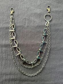 1 Peça Cinto Minimalista Multicamadas, Rebite Dourado com Acessório de Cintura em Corrente de Ferro, Adequado para Homens e Mulheres, Uso Diário, Festa e Encontros, Joia de Presente - Multicolorido - Visão 6