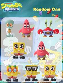 1PC Officially Licensed SpongeBob Blind Bag SquarePants Mystery Box 3D Figurines Random One Cute Collectible Ornament Desk Decor Fun Unboxing Surprise Gift SpongeBob SquarePants Patrick Krabs Squidward Stocking Stuffers Party Birthday Christmas Gift For Friend Family