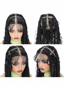 Full Lace Synthetic Braiding Wigs Square Box Braided HD Lace Wigs Handmade Knotless Braids Wig With Baby Hair Middle-Parted Sleek Wig For Women - Multicolor - View 3