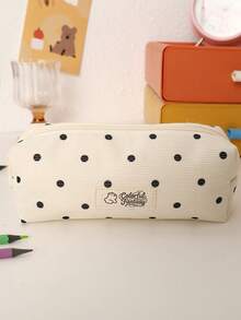 New Minimalist Korean Style Polka Dot Pencil Case, Ins High-Quality Large Capacity Stationery Bag, Niche Student Stationery Storage Pouch - Multicolor - View 6
