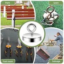 1 nam châm dụng cụ câu cá siêu mạnh, nam châm tròn chịu lực cao, nam châm neodymium cỡ lớn dùng để gỡ thẻ, lực hút mạnh, công suất cao, thích hợp cho việc thu hồi đồ vật ở hồ, sông, bãi biển và sân vườn. - Bạc - Xem 4