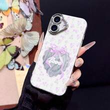 JURSUE Śliczne, zabawne, odporne na wstrząsy etui ochronne na telefon z motywem kawaii z osłoną obiektywu i paskiem na telefon, kompatybilne z 'em 17 Air 16 15 13 12 11 Pro Max IP 14 Plus dla kobiet i dziewcząt MZ5072