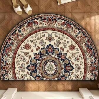 1pc Luxury Semicircle Entrance Rug, Dirt-Resistant & Easy To Clean, Suitable For Indoor/Outdoor Use In Living Room, Bedroom, Bathroom, Kitchen, Home Decor