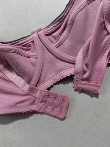 3pcs/Set Solid Color Casual - Comfortable Minimalist Casual - Sports Knit Fabric Bow Front Plus Size Bras - Multicolor - View 9