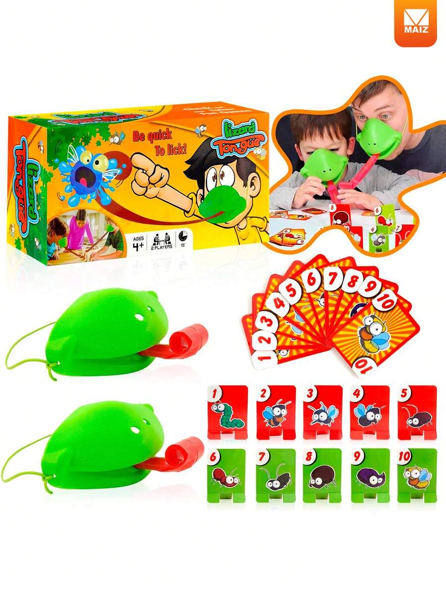 Juego Mesa Rana Camaleon Lengua Atrapa Cartas Insectos - Verde - Ver 1