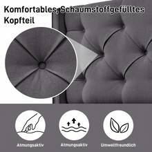 Hydraulic Single Upholstered Bed 90x200cm, Bed With Slatted Base Made Of Metal Frame, Modern Bed Frame With Storage Space, Cotton, Grey - Grey - View 8