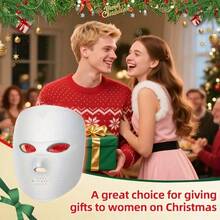 7-Color LED Light Photon Facial Mask, Rechargeable Touchscreen Adjustable Photon Therapy Face Mask, Soft Silicone Portable Home Facial Beauty Device, Best Gift For Valentine's Day - 白色 - 查看 10