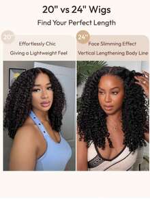 Perücken 13x4 Lace Front Pre Everything Pre Cut Pre Gebleicht Pre Gezupft Lockige Textur Premium Haar Kordelzug Perücke Finger Spiralenden Mühelos Atmungsaktiv Natürliches Schwarz Passend für alle Kopfgrößen Transparente Spitze 100% Echthaar Frontperücke für Frauen Unice Hair - SNatural - Übersicht 7
