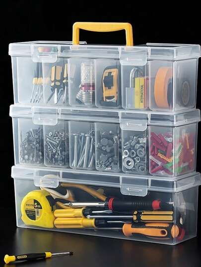 1 Piece Of Parts Storage Box, Household Hardware Tool Box, Screw Material Accessories, Transparent, Portable, Compartmentalized, Organizing And Sorting Box