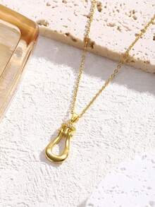 1 chiếc vòng cổ mặt hình móng ngựa bằng thép không gỉ đính đá Cubic Zirconia, phong cách Pháp Bohemian Hàn Quốc, quà tặng đa năng cổ điển dành cho nữ, phù hợp để đeo dạo phố, hàng ngày, tiệc tùng, ngày lễ (Bao bì túi OPP) - Vàng - Xem 5