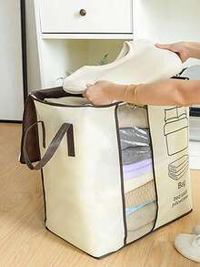 1pc Large Capacity Moving Packing Quilt Storage Bag Baby Room Storage Non-Woven Storage Bag Thickened Handheld Clothing Quilt Organizing Storage Bag Non-Woven Fabrics Large Capacity Clothes Storage Bag Organizer With Handle Foldable Futon Portable Quilt Storage Box Foldable Household Clothes Storage Bag Suitable For Home - Multicolor - View 6