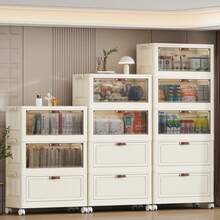 4/5/6-Tier Rolling Storage Drawer Cabinet ,Folds Flat For Storage,Foldable Storage Bins With Flip Doors Stackable Storage Cabinet For Wardrobe Closet, Bedroom, Living Room, Kitchen, Bathroom, Home Decor Storage Organizer For Toys, Clothes & Small Spaces, Waterproof And Moisture-Proof  Easy To Assemble,Dorm Room Essential And Apartment Saver - trắng - Xem 2