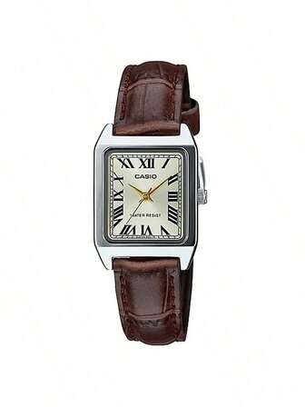  CASIO Casio STANDARD Series Roman Characters Quartz Movement Leather Strap Japanese And Korean Watch Women's Watch White Dial LTP-V007L-7E1