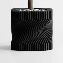 ORIZZONTE Modern Decorative Vase With Intertwined Spiral Structure – Dynamic Minimal Design For Plants, Cactus, Bonsai – Home/Office Gift Idea – Available In 2 Sizes – 100% Made In Italy, Shipping From Italy - 黑色 - 查看 4