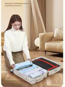 真空收纳袋套装，节省空间，真空密封袋，适用于衣物、床上用品、毯子等收纳整理 - 無色 - 查看 4