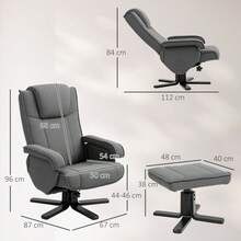 HOMCOM Relaxing Chair With Footrest, 360° Swivel TV Chair With Adjustable Backrest, Reclining Function, Rocking Function, Velvet-Look TV Chair, Headrest For Living Room, Dark Gray - 1 - View 4