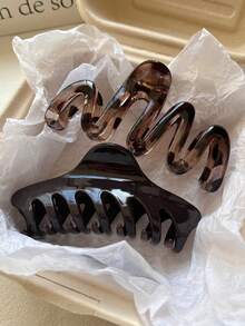 2个/1个 女士 4.25英寸/10.8厘米 棕色玳瑁波浪形塑料爪发夹，时尚百搭高端优雅简约纯色发爪，适合日常、休闲、派对、海滩、发型设计、化妆、配饰 时尚发饰 女士头巾 冬季发饰 优雅爪夹 夏季度假发夹 - 彩色 - 查看 2