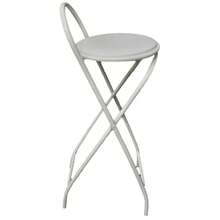 Banqueta Alta Dobrável Compacta Com 70 Cm De Altura Preto Apartamento e Diversos Ambientes - Branco - Visão 1