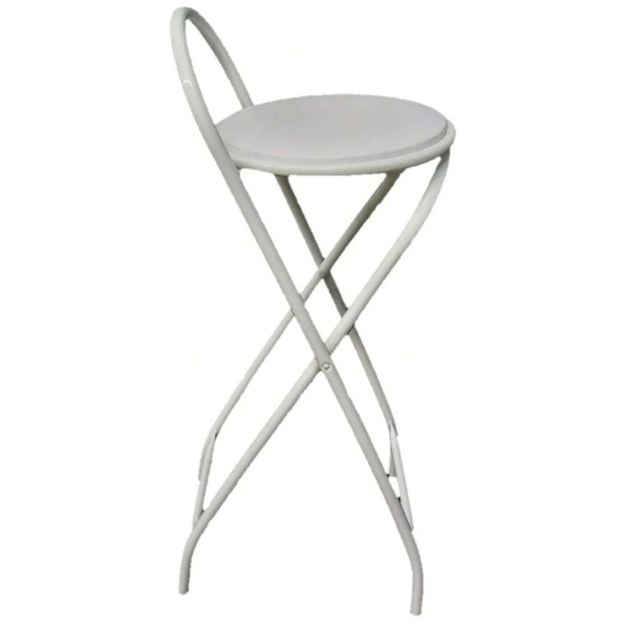Banqueta Alta Dobrável Compacta Com 70 Cm De Altura Preto Apartamento e Diversos Ambientes - Branco - Visão 1