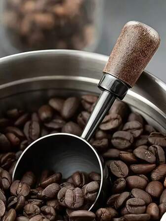 Faridabio 1pc Durable Stainless Steel Coffee Measuring Spoon With Walnut Handle | Vintage Measuring Cup For Baking, Precise Coffee & Tea Mixing, Cocktail Making, Kitchen Accessories - Ideal Holiday Gift
