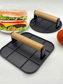 1pc, Hamburger Press, Heavy Duty Burger Press With Heat Resistant Handle, Cast Iron Grill Press, Sandwich Press, Round Burger Smasher For Griddle, Meat Press, BBQ Grilling Accessories, Kitchen Accessories Kitchen Accessories - View 6