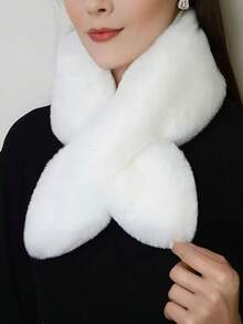 1pc Thick Warm Neck Scarf, Faux Rabbit Fur Material - Multi-Functional Neck Protection Plush Scarf, Suitable For Men And Women - Multicolor - View 6