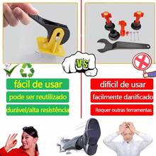 Kit com 50 peças de clipes niveladores para sistema de nivelamento de pisos e azulejos, ideal para assentamento e fixação de azulejos em paredes e pisos cerâmicos.