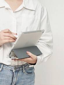 Husă transparentă personalizată pentru tabletă foto, cu pliere în trei și nouă grile, cu slot pentru stilou. Compatibilă cu iPad de 10,2 inci (modelele 2021/2020, generația a 9-a/a 8-a) și Galaxy Tab A8 de 10,5 inci (modelul 2022). Personalizabilă cu portrete, animale de companie, flori și alte modele. - Multicolor - Vizualizare 3