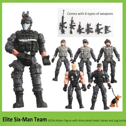 10厘米可动特种部队军事人偶套装，精英反恐特种部队，僵尸模型玩具，反恐士兵模型，可动武器，僵尸玩偶模型