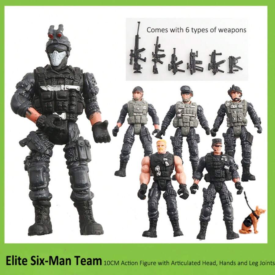 10厘米可动特种部队军事人偶套装，精英反恐特种部队，僵尸模型玩具，反恐士兵模型，可动武器，僵尸玩偶模型 - 彩色 - 查看 1