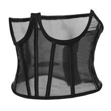 1 Stück Damen transparentes Mesh Korsett, sexy durchsichtiger Taillenformer, kann als Oberbekleidung getragen werden - Schwarz - Übersicht 2
