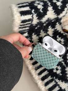 Argyle Pattern Niche Design Mint Green & Brown Rhombus Pattern Protective Case Compatible With Airpods 4, Pro 3rd Gen, Apple Wireless Bluetooth Earphones 2nd Gen, 3, Soft Full Coverage Case For Women - Multicolor - View 7